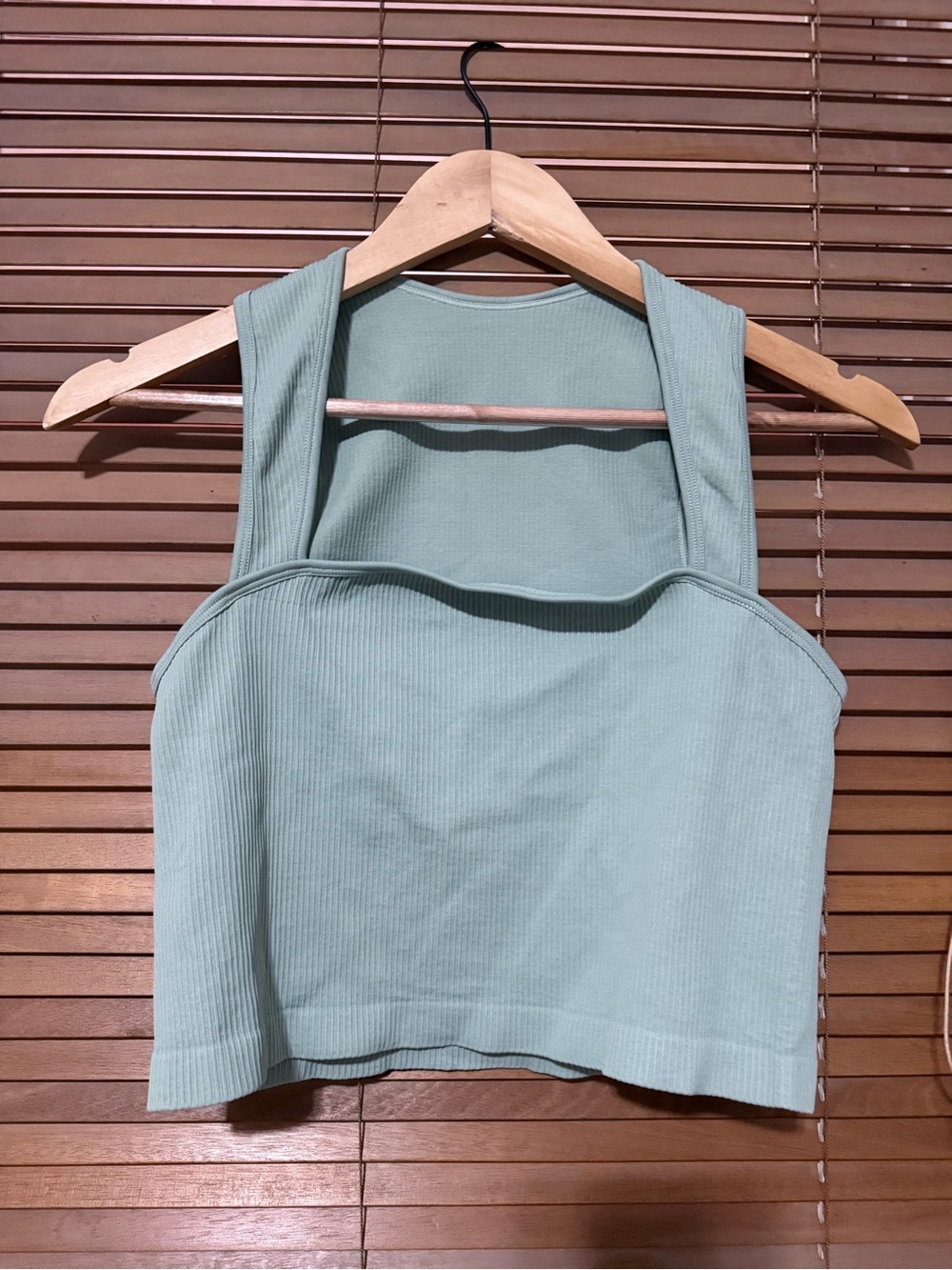 Ribbed Square-Neck Crop Tank Top - Mint